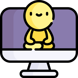 Une personne assise en position zen avec son ordinateur